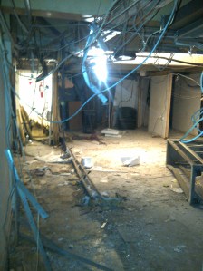 The bombed studio in Al Ikhbariya's new premises. Yara had to get permission for me to take this photo.